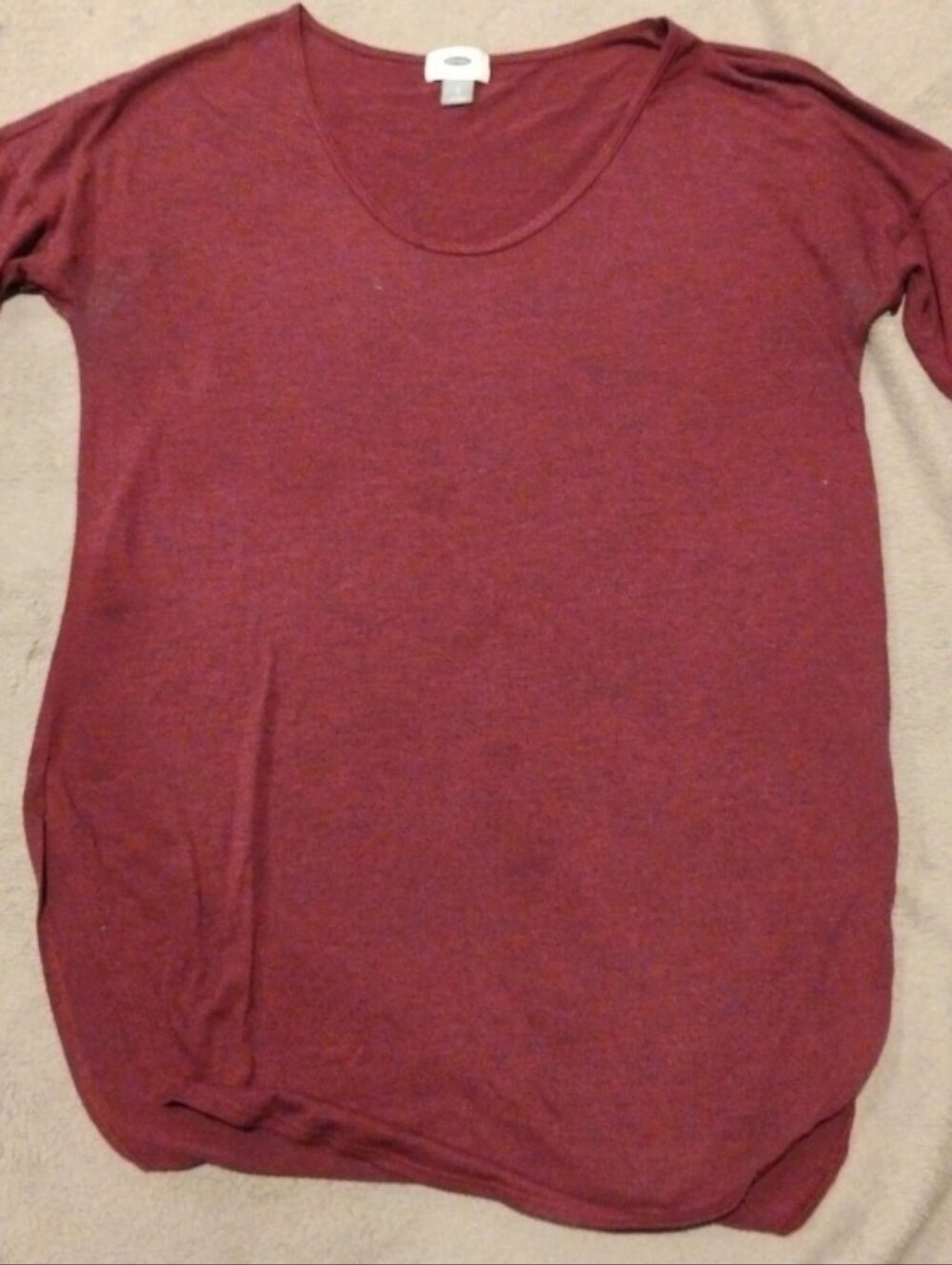 Old Navy Maroon/Burgundy Heather Scoop Neck Tunic Tee Shirt Small - S